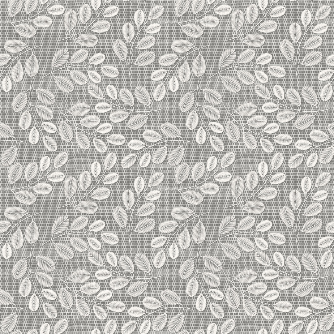 Hessian Leaf Grå – Lätt präglad vaxduk med bladmönster, mönster