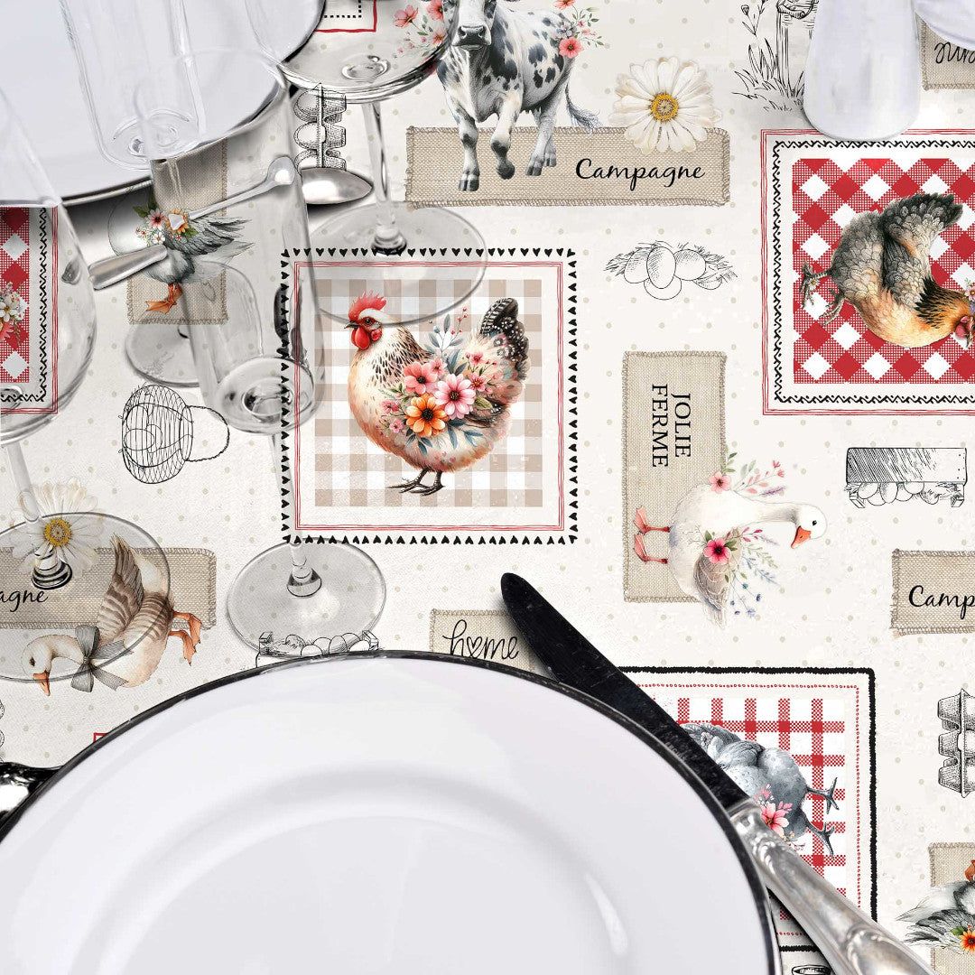 Jolie Ferme – Vaxduk med lantlig charm och franska detaljer, närbild