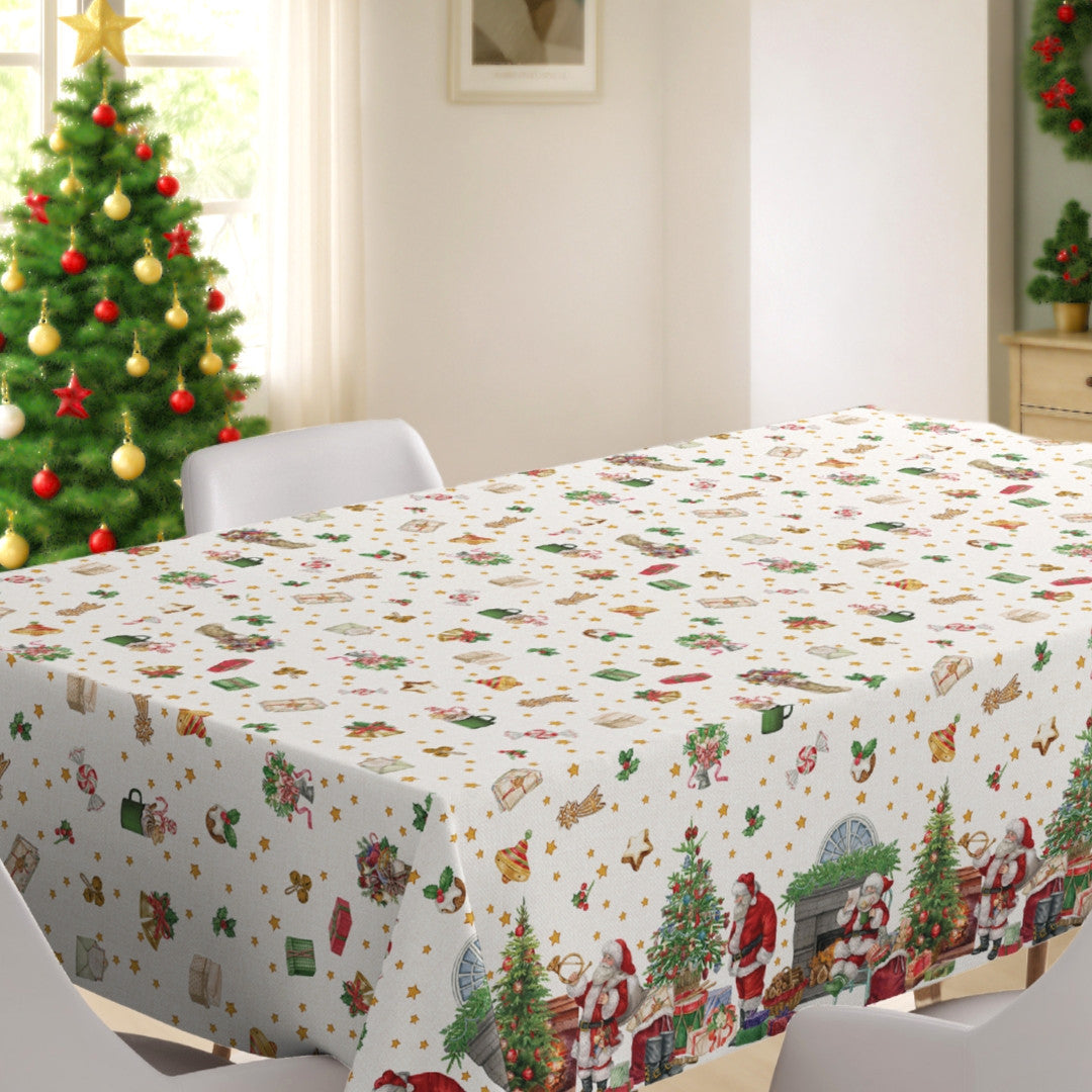 Julmys med Tomten – Julvaxduk med klassiska motiv, julmiljö