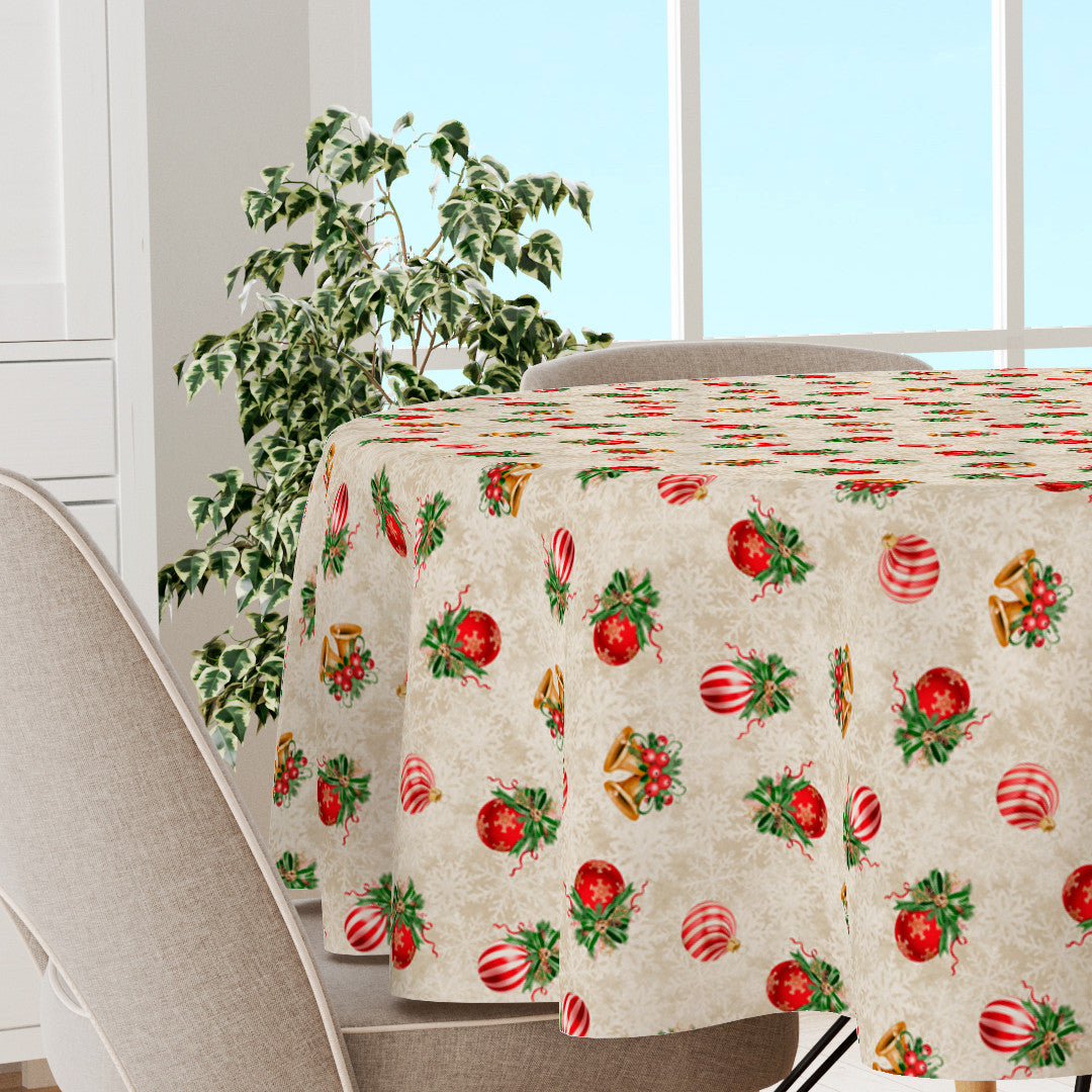 Juleklokke – Rund jultextilvaxduk med julkulor