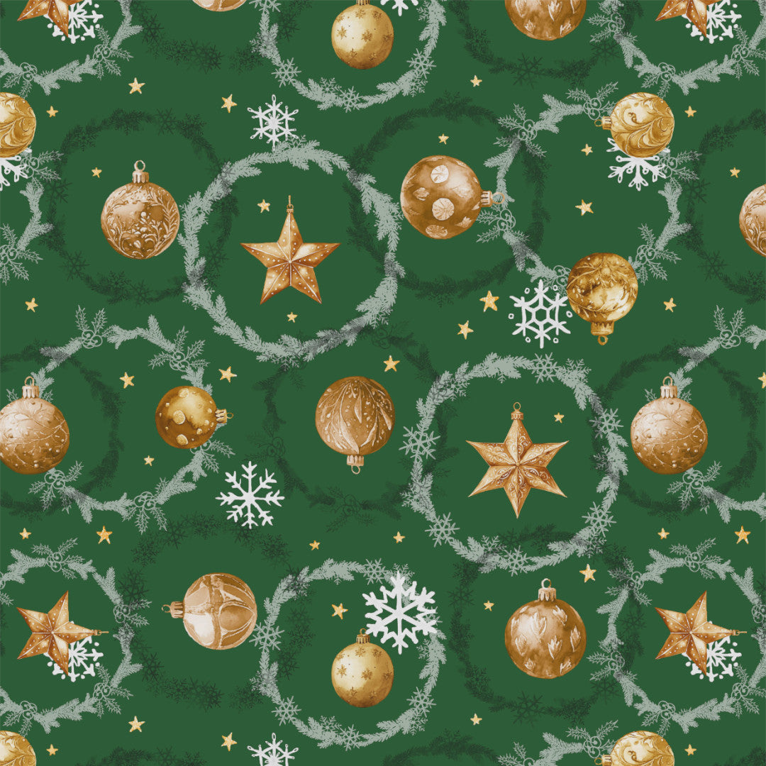Julkulor & Kransar – Grön julvaxduk, mönster