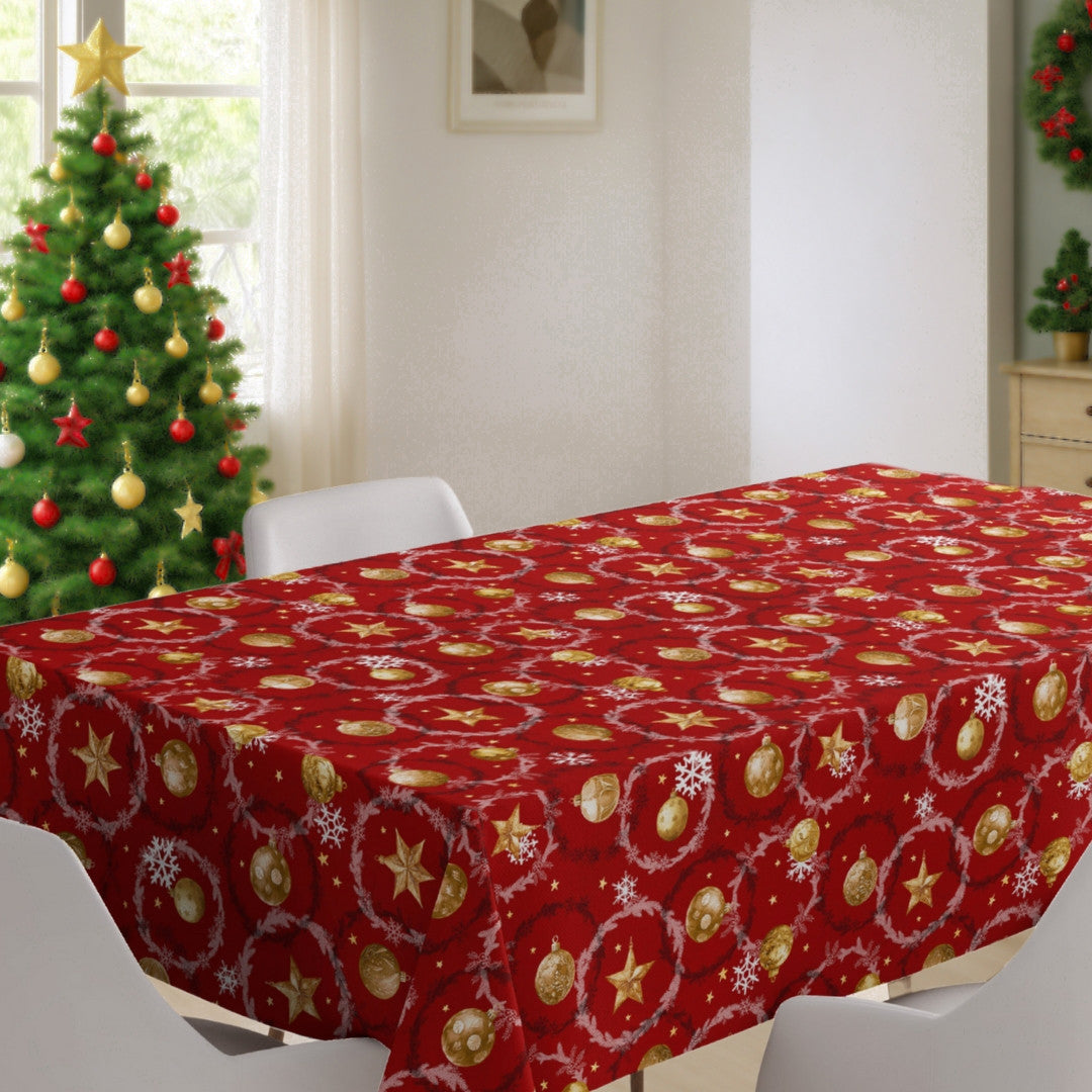 Julkulor & Kransar – Röd julvaxduk, julmiljö