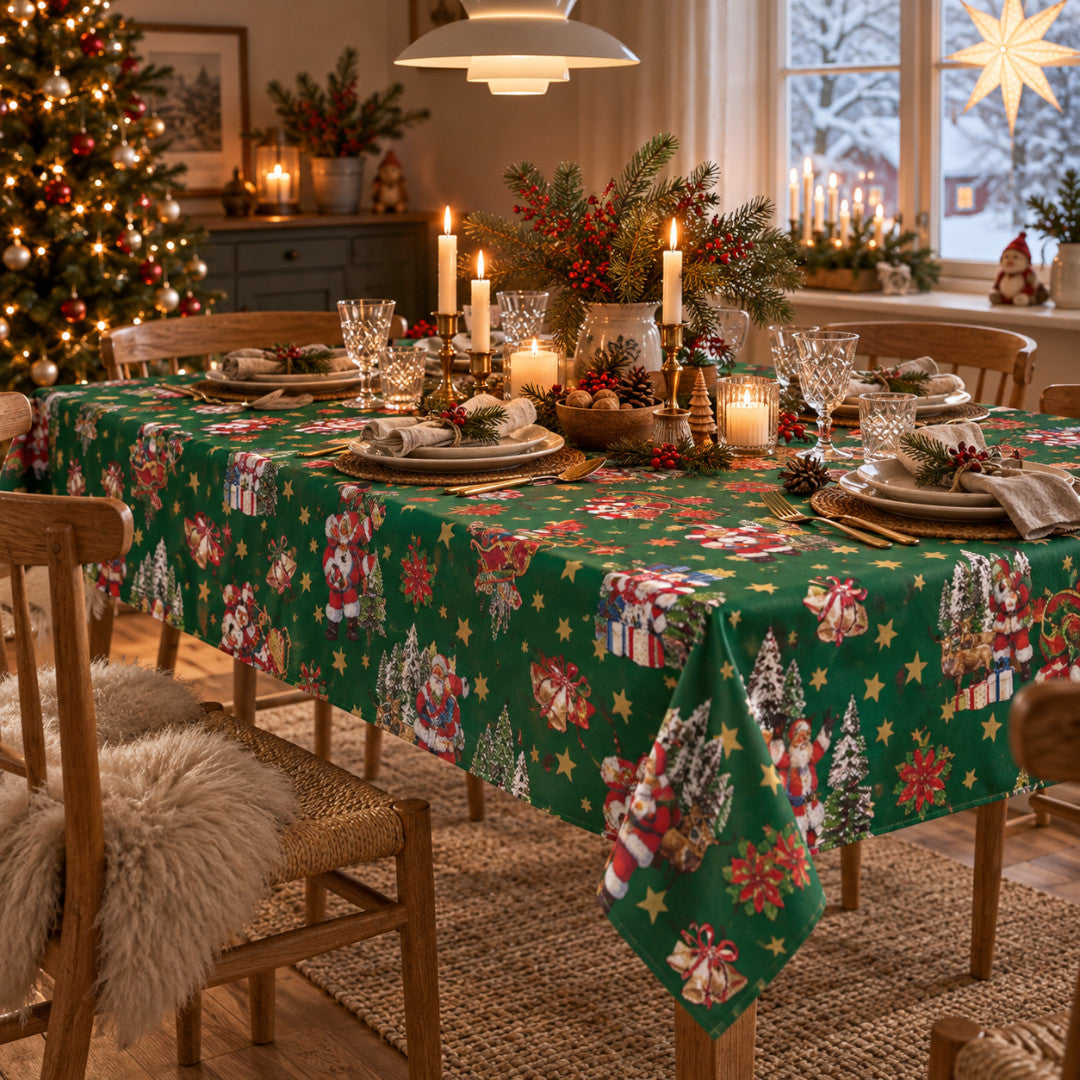 Julenostalgi Grön – julvaxduk med klassiska julmotiv, miljö