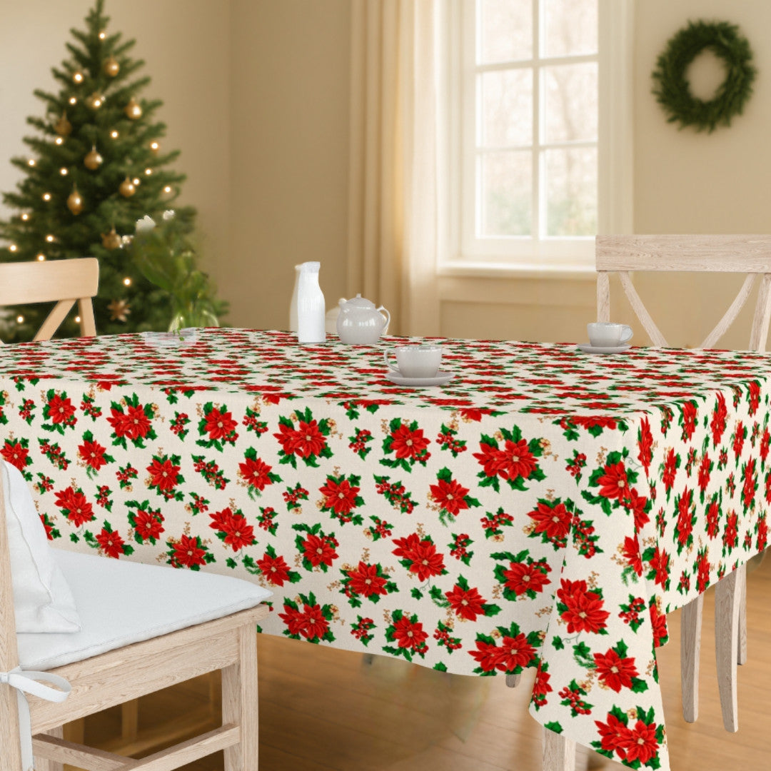 Julstjärna & Murgröna – Klassisk jultextilvaxduk, miljö