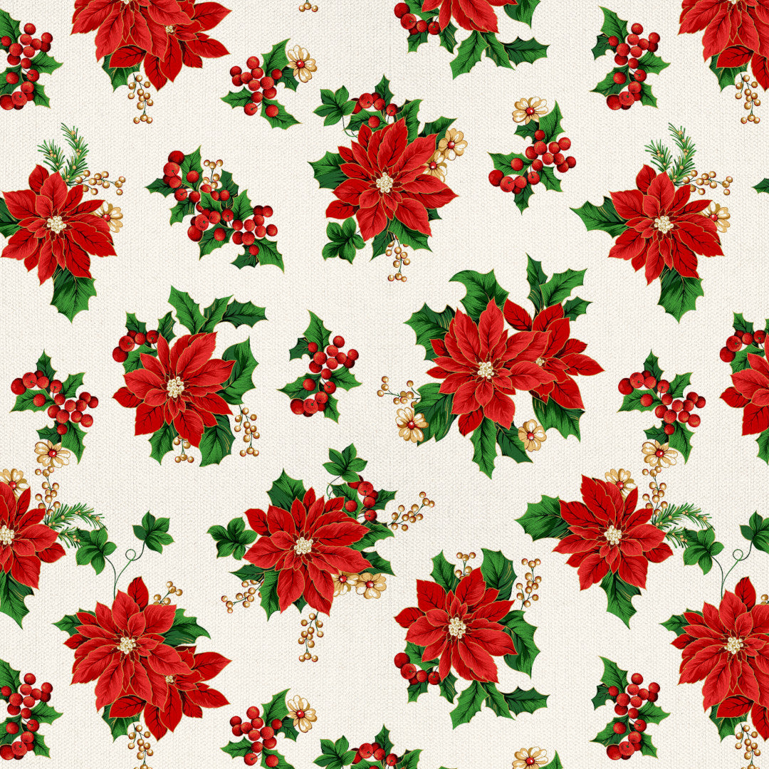 Julstjärna & Murgröna – Klassisk jultextilvaxduk, mönster