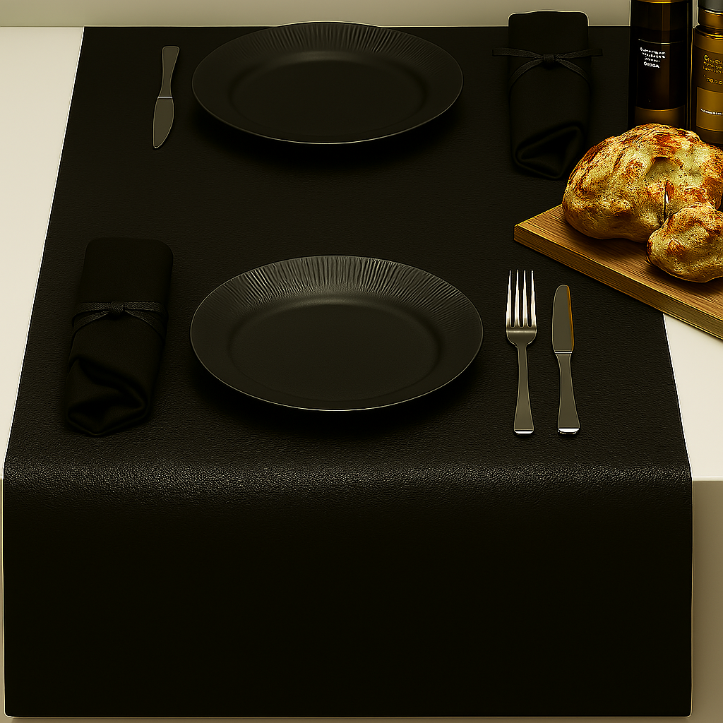 Konstläder Noblessa bordslöpare - Extra kraftig Dinner 4 two - 50 x 140 cm - Svart