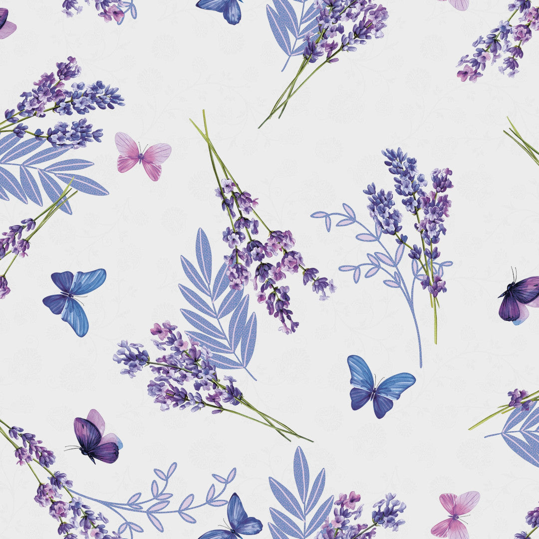 Lavender Breeze – Vacker vaxduk med lavendel och fjärilar