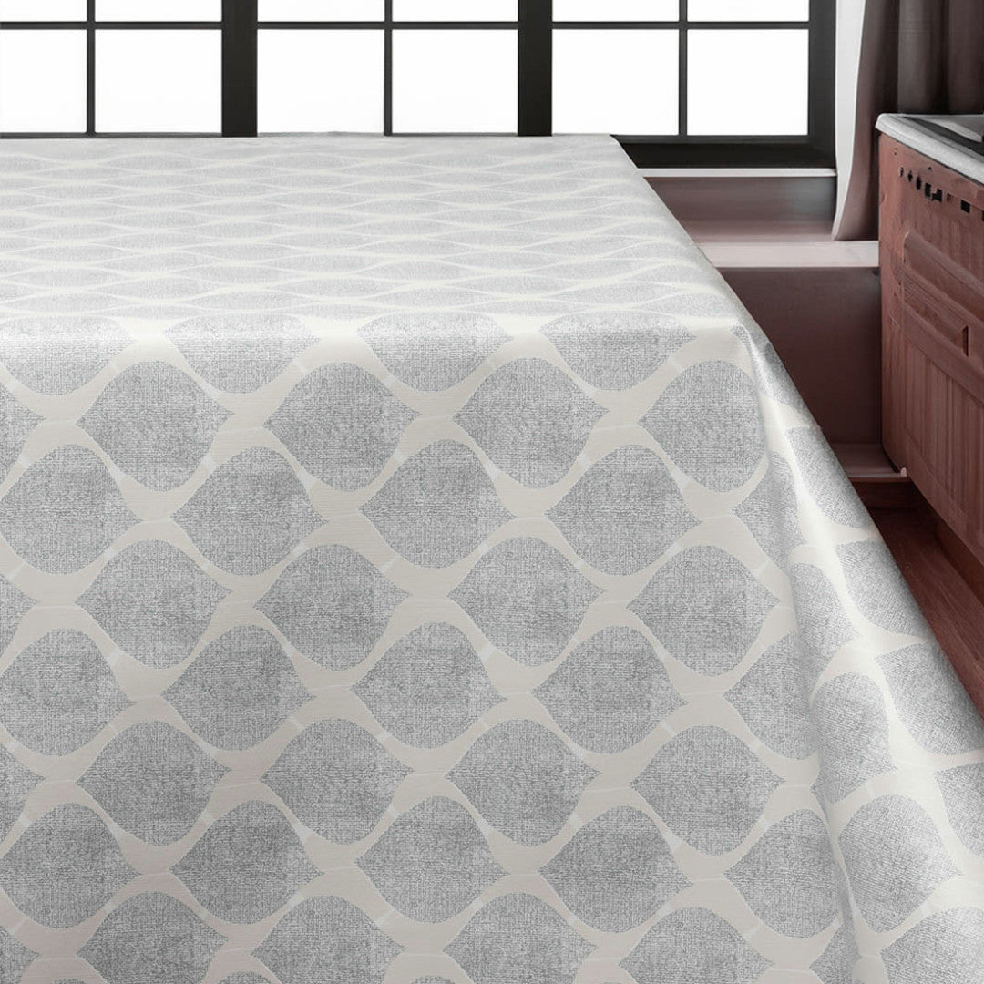 Leafy Soft Grey - Bred vaxduk med mjukt grafiskt uttryck, 160 cm