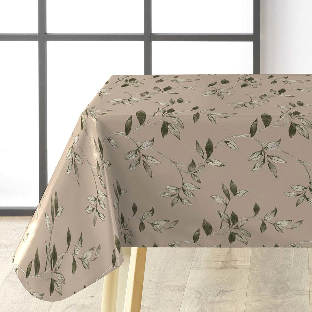 Liane Golden Vine – Vaxduk med bladrankor i gröna och gyllene nyanser, hörn