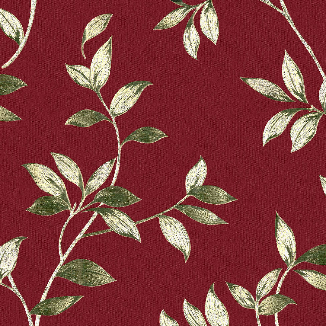 Liane Rouge – Vaxduk i vinrött med gyllene lianer, mönster