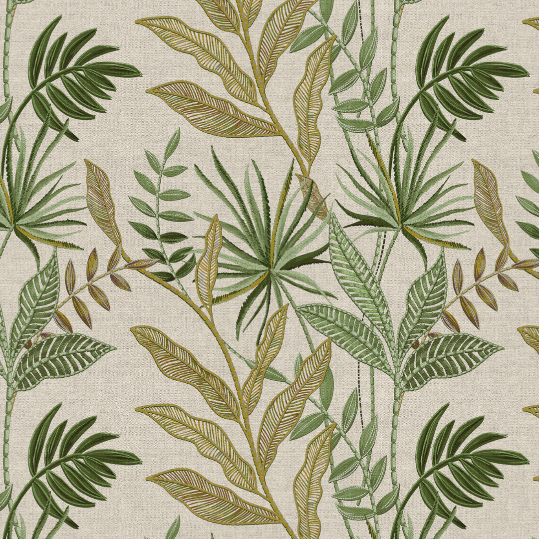 Lino Verdea – Textilvaxduk med botaniskt mönster i elegant linnelook, mönster 2