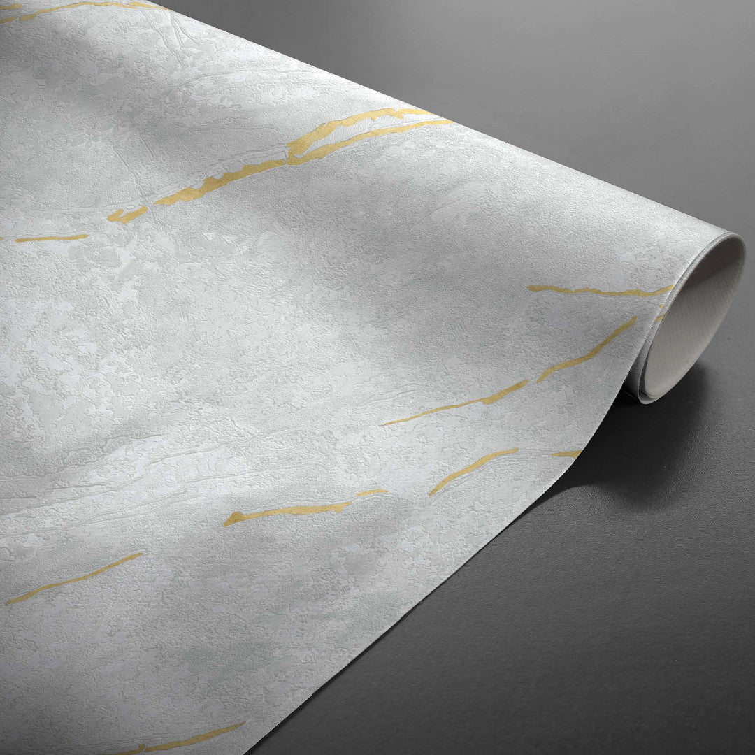 Lustral Metallic – Elegant vaxduk med marmorstruktur och guldådror, rulle