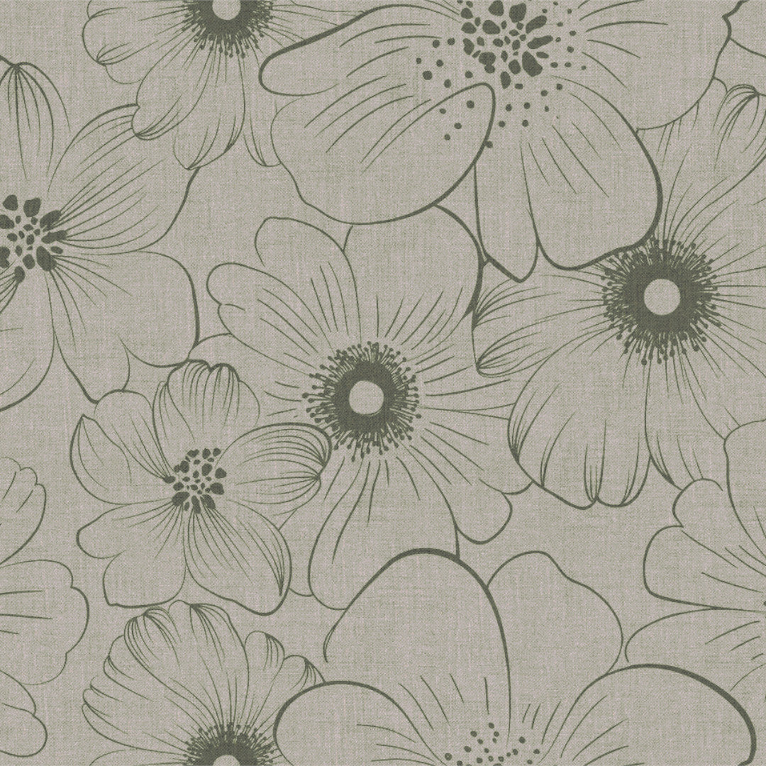 Mare Grå – Vaxduk med blommor och linnelook, mönster