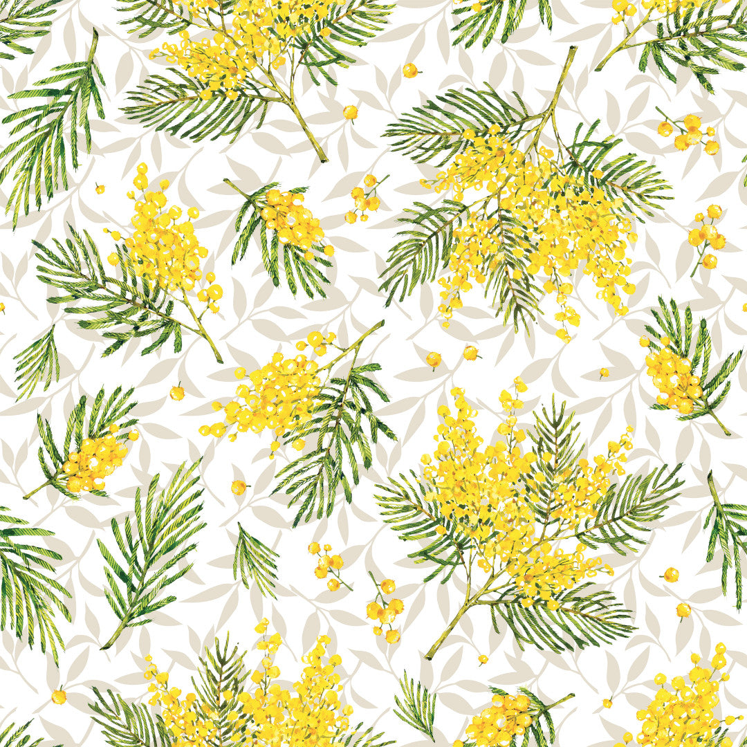 Mimosa Sunshine – Blomstrande vaxduk i livfulla färger, mönster