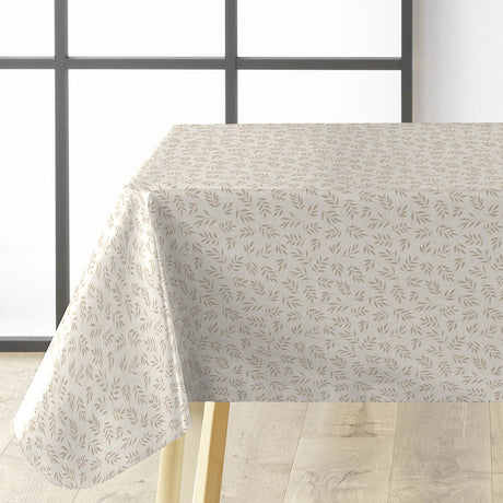 Naya Naturel – Slät vaxduk med linnelook och diskret bladmönster, hörn