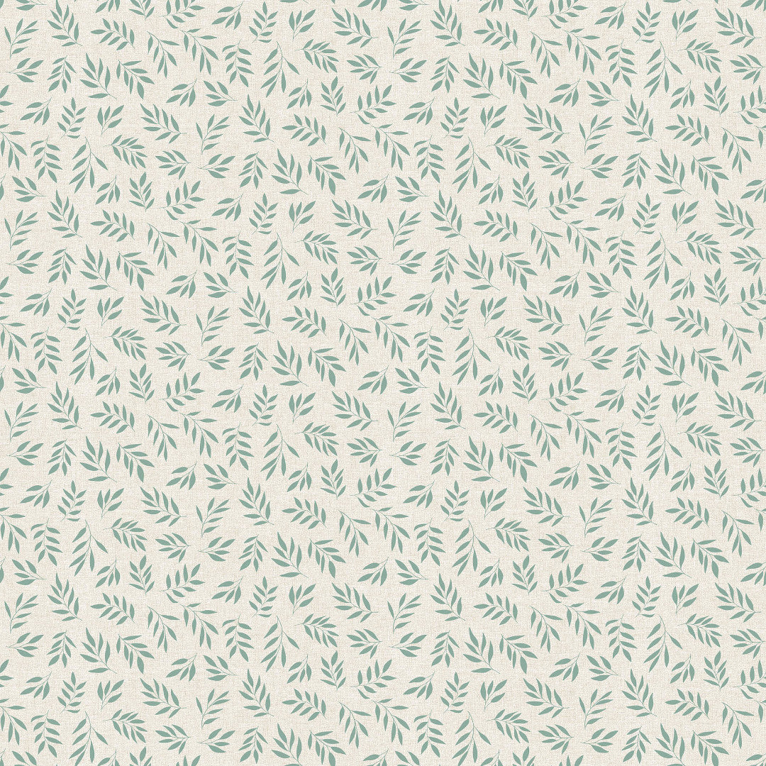 Naya Sauge – Vaxduk med linnelook och små gröna blad, mönster