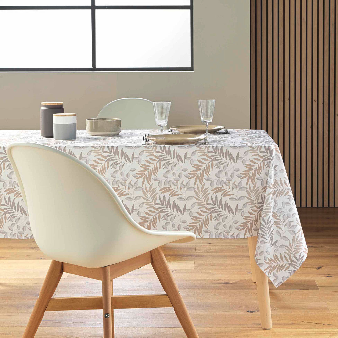 Nedelia Natural - 145 x 240 cm, rektangulär duk med bladmönster, miljöbild