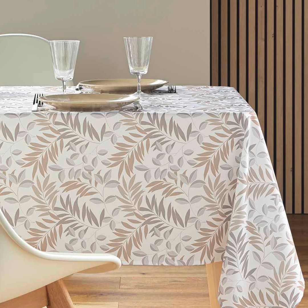 Nedelia Natural - 145 x 240 cm, rektangulär duk med bladmönster