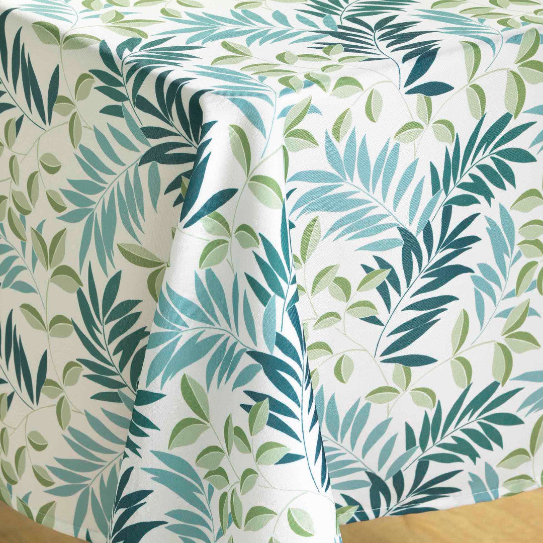 Nedelia Sage - 145 x 240 cm, rektangulär duk med bladmönster, hörn