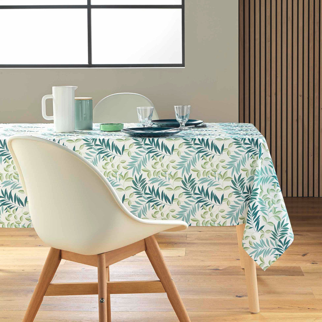 Nedelia Sage - 145 x 240 cm, rektangulär duk med bladmönster, miljöbild