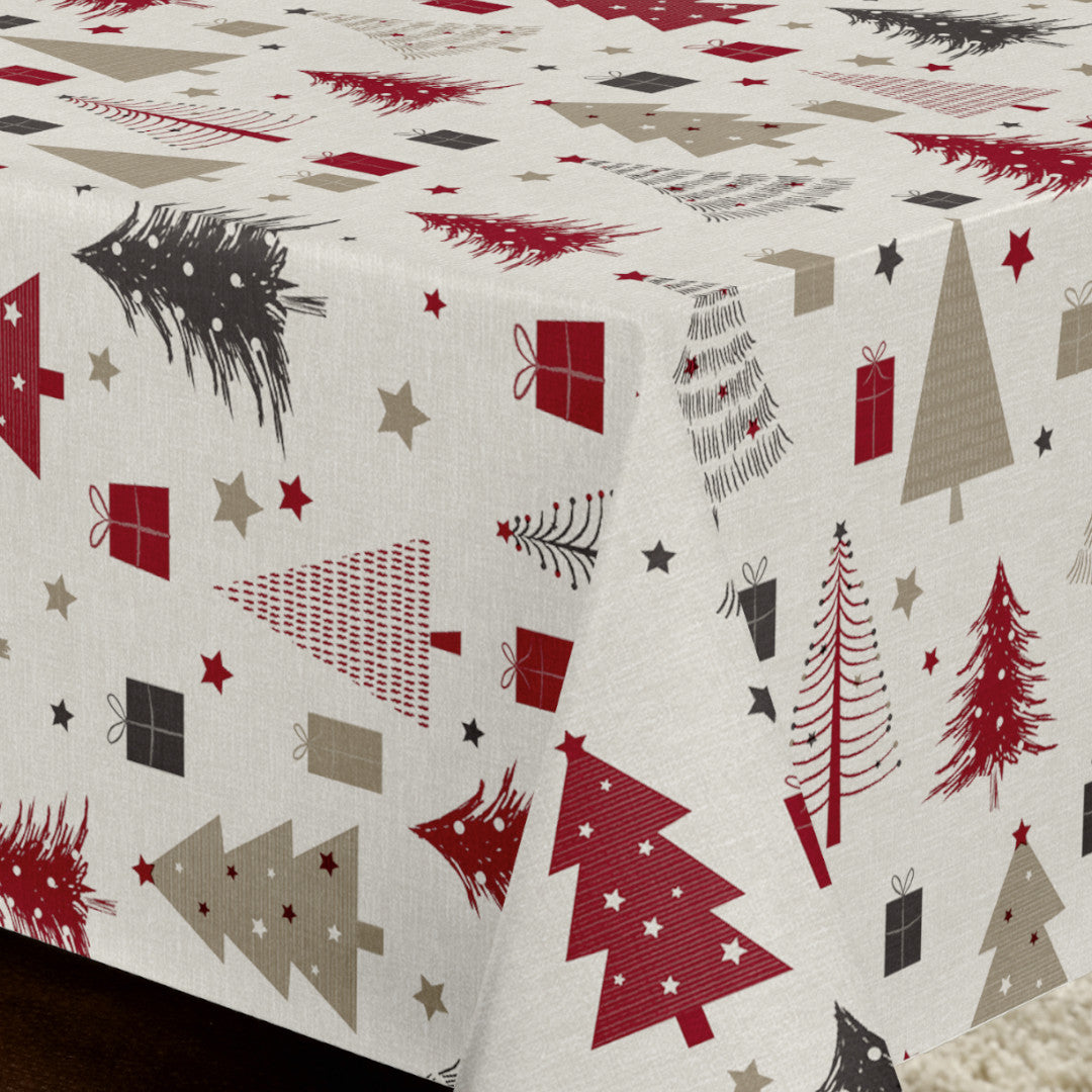 Nordfavn Arbres de Noël – Julvaxduk med granar och julklappar