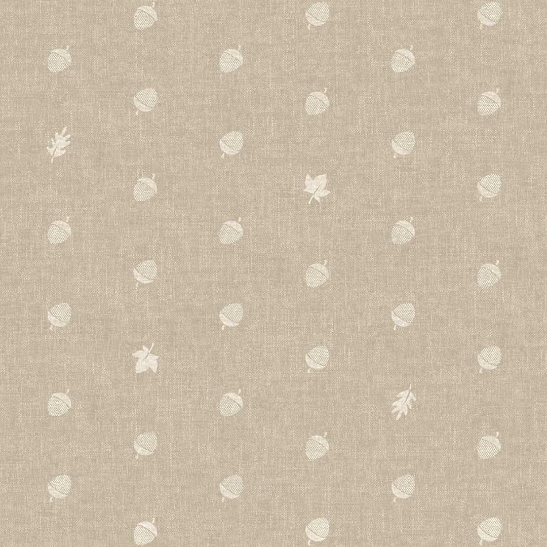 Nordfavn Bolota Beige – Vaxduk med ekollon och löv i linnelook