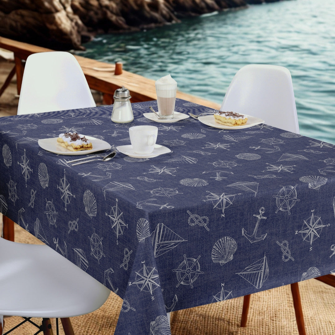 Nordfavn Captain – Blå vaxduk med maritima motiv, miljö