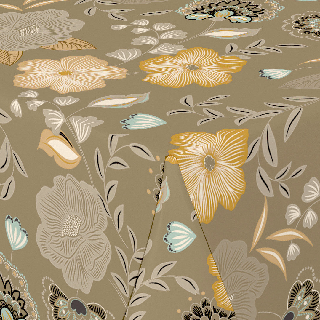 Nordfavn Chouchou Varm Beige – Blomstrande vaxduk med slät yta, hörn