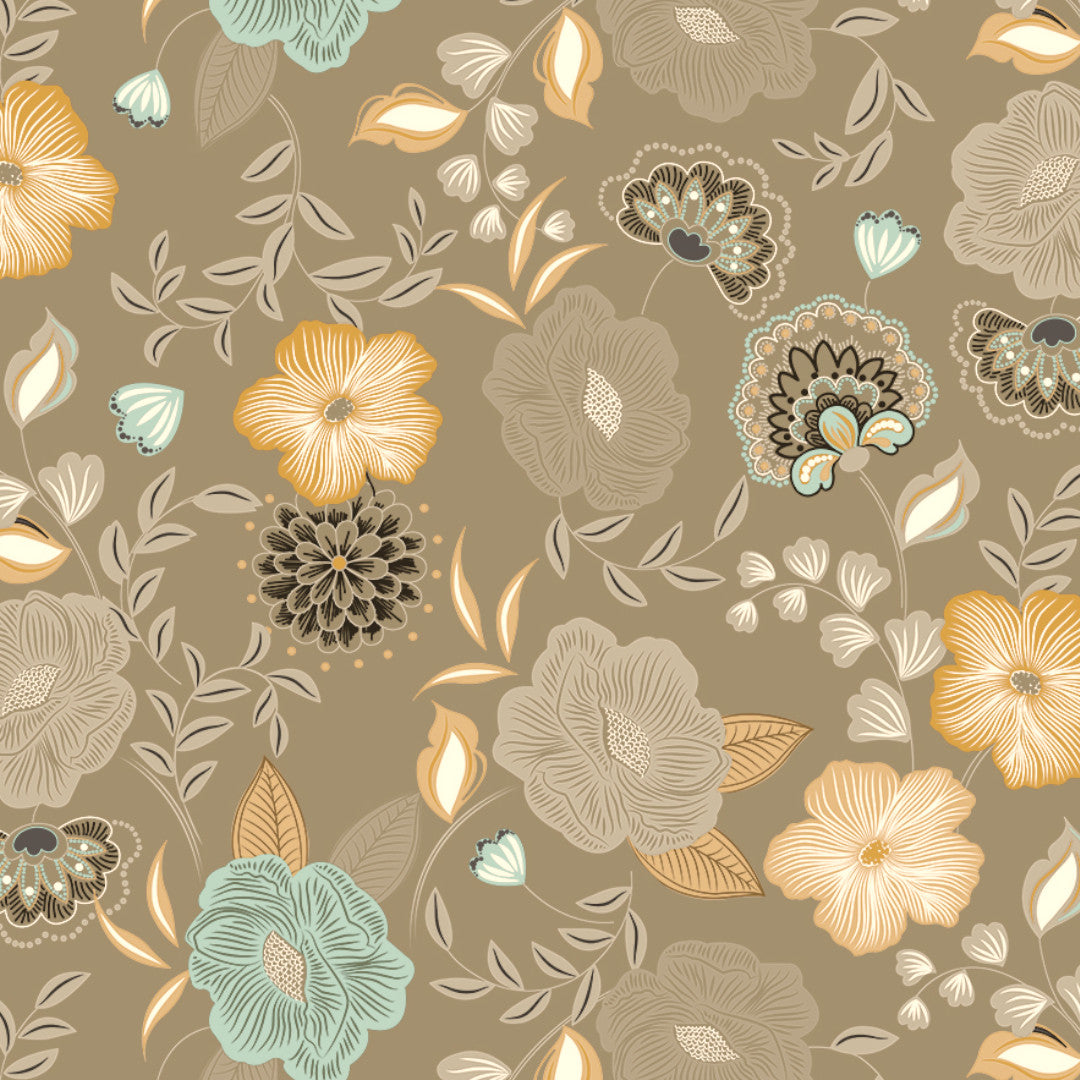 Nordfavn Chouchou Varm Beige – Blomstrande vaxduk med slät yta, mönster