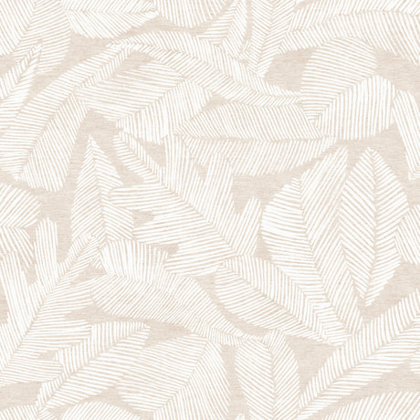 Nordfavn Edna – Textilvaxduk med diskret bladmönster på sandfärgad bakgrund