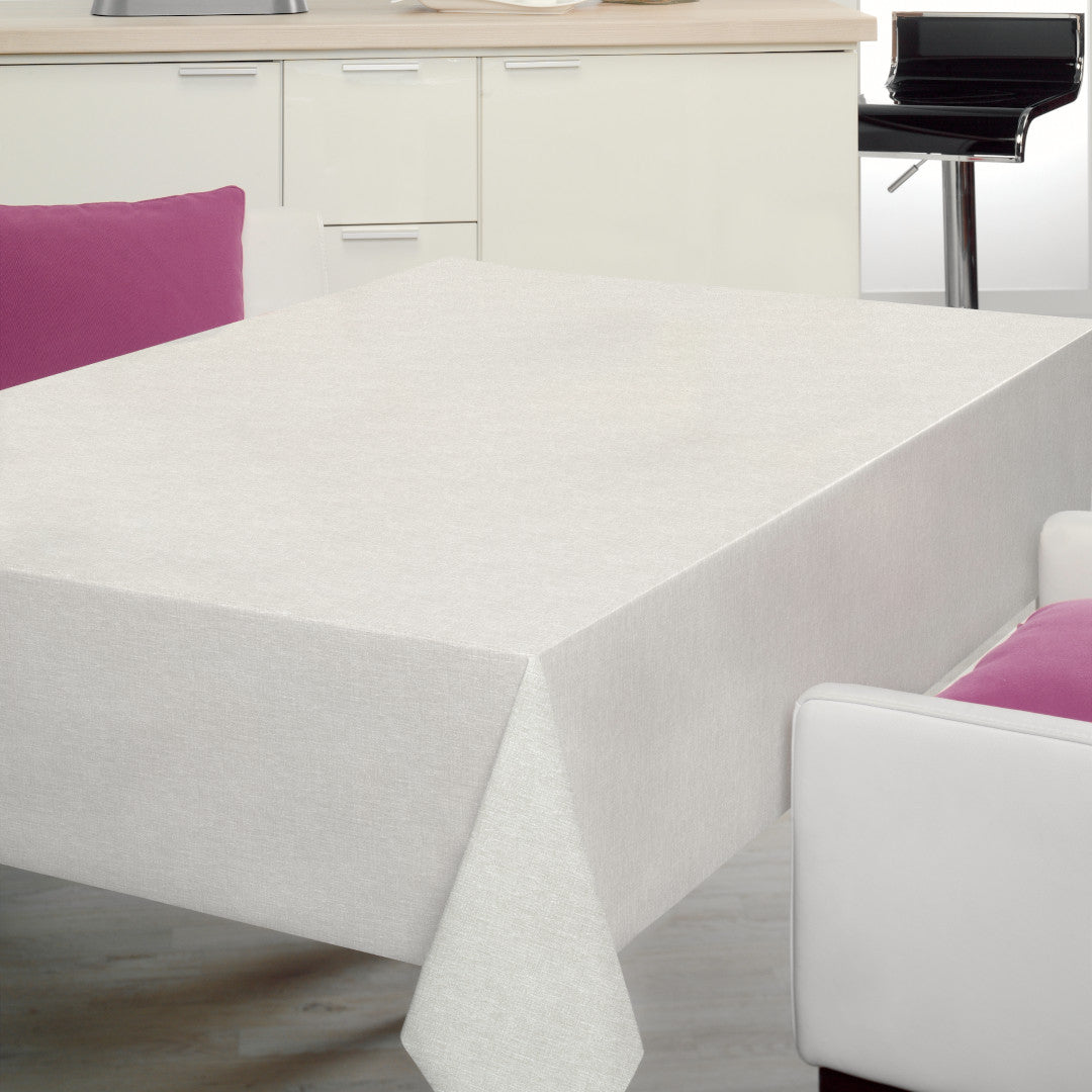 Nordfavn Fine Texture Snow – Lätt präglad rund vaxduk med fint linnelook