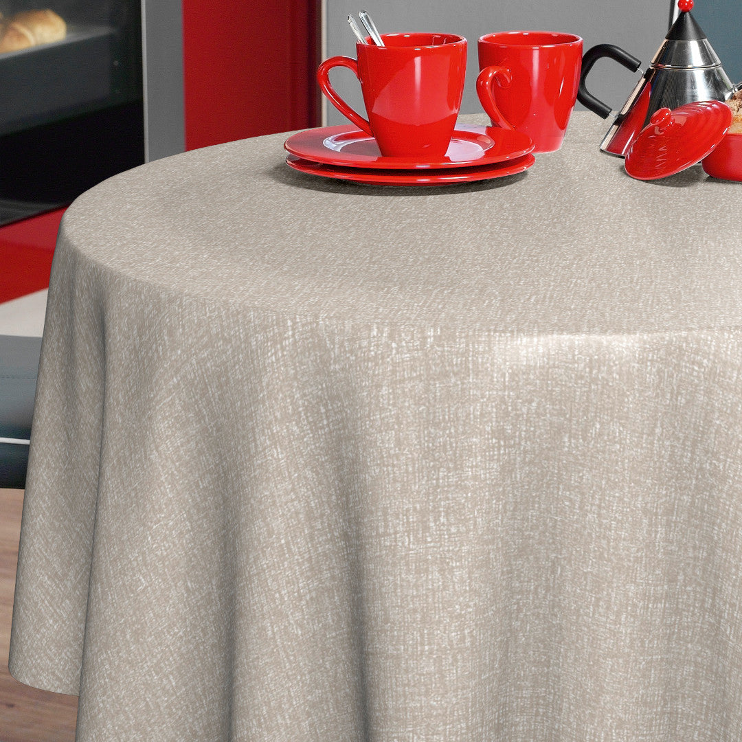 Nordfavn Fine Weave Linen – Präglad rund vaxduk med diskret textilkänsla