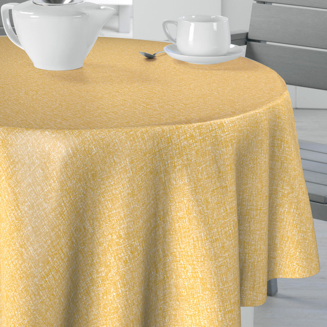 Nordfavn Fine Weave Mustard – Slät rund vaxduk med diskret textilkänsla