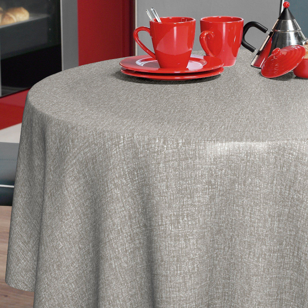 Nordfavn Fine Weave Stone – Präglad rund vaxduk med diskret textilkänsla