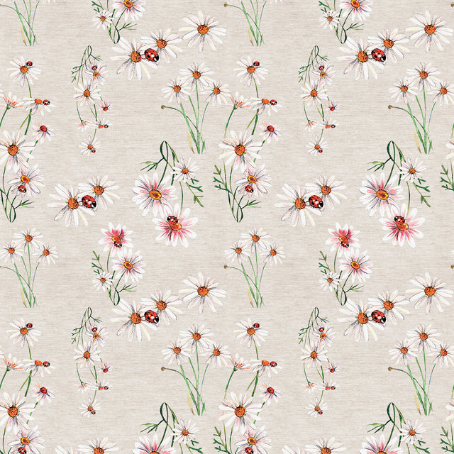 Nordfavn Fortuna – Textilvaxduk med prästkragar och nyckelpigor