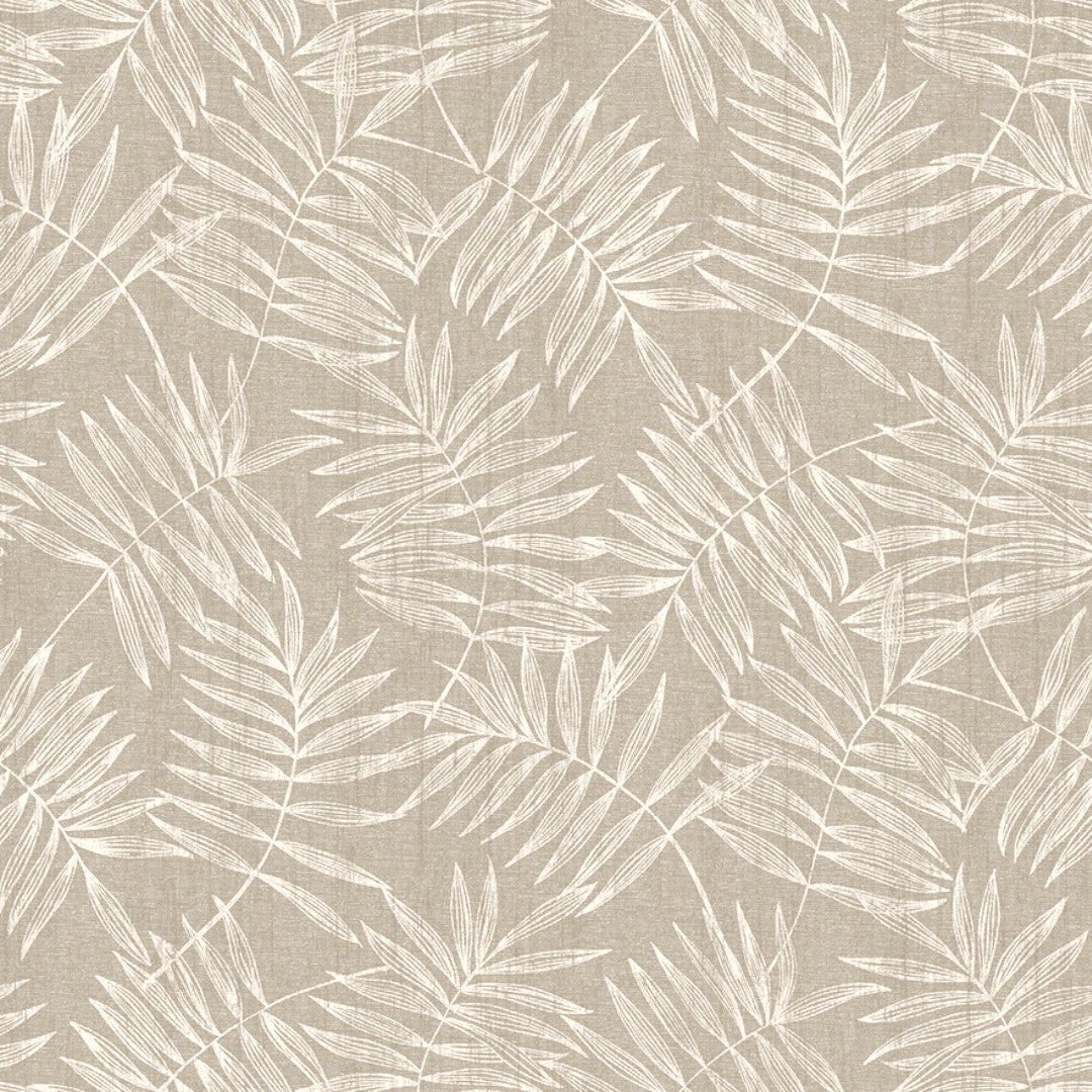 Nordfavn Hojas Beige – Vaxduk med ljust bladmönster i linnelook