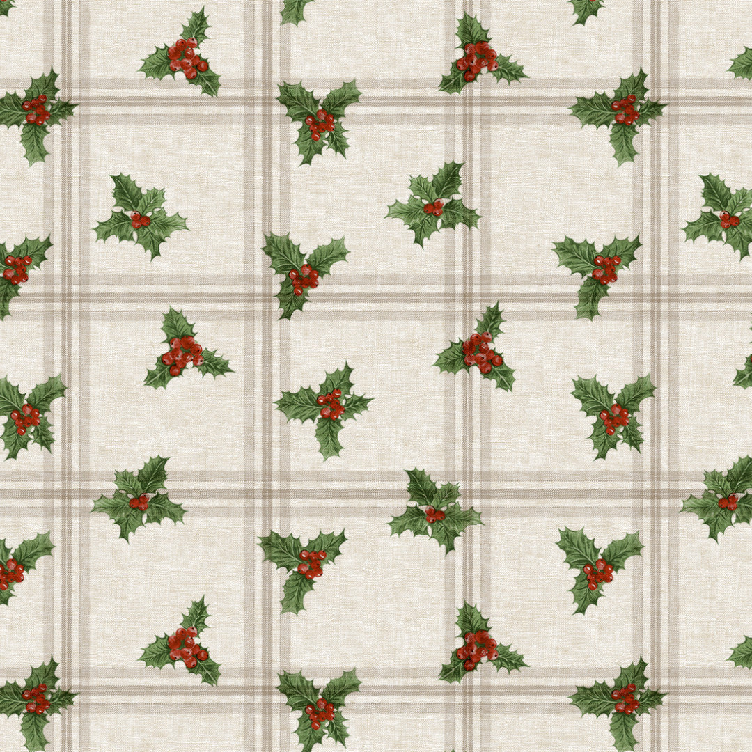 Nordfavn Houx de Noël – Klassisk julvaxduk med kristtorn mönster