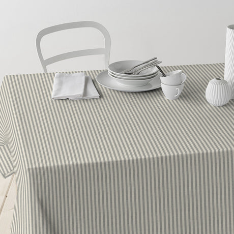 Nordfavn Ibiza Duvgrå – Textilvaxduk med tvärrandigt mönster i linnelook, bord