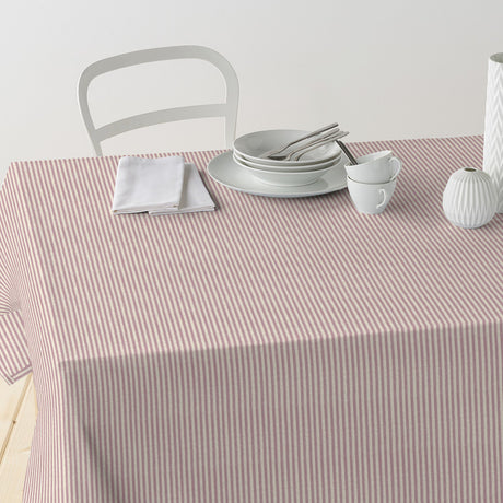 Nordfavn Ibiza Dämpad Rosa – Textilvaxduk med tvärrandigt mönster och linnelook , bord