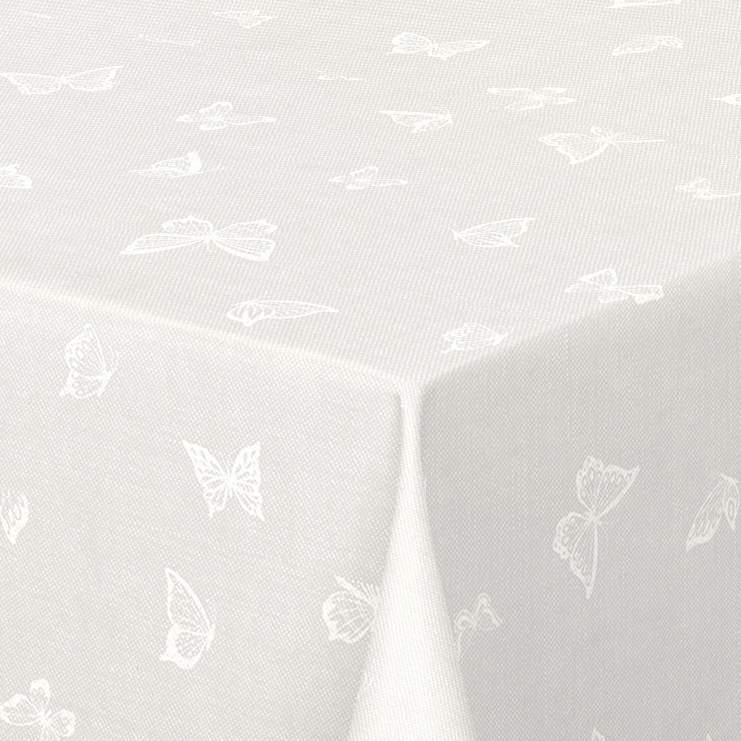 Nordfavn Mariposas Ljusgrå – Vaxduk med fjärilar, hörn