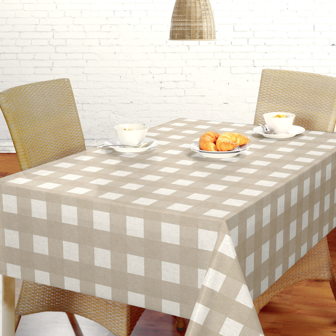 Nordfavn Royal Beige – Vaxduk i beige med rutor, kök