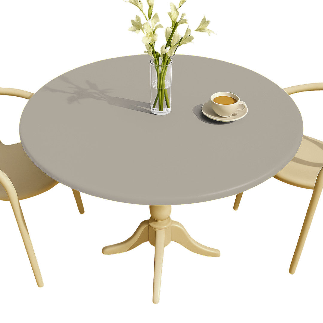 Nordfavn Uni Aske Beige - Enfärgad rund vaxduk med resår