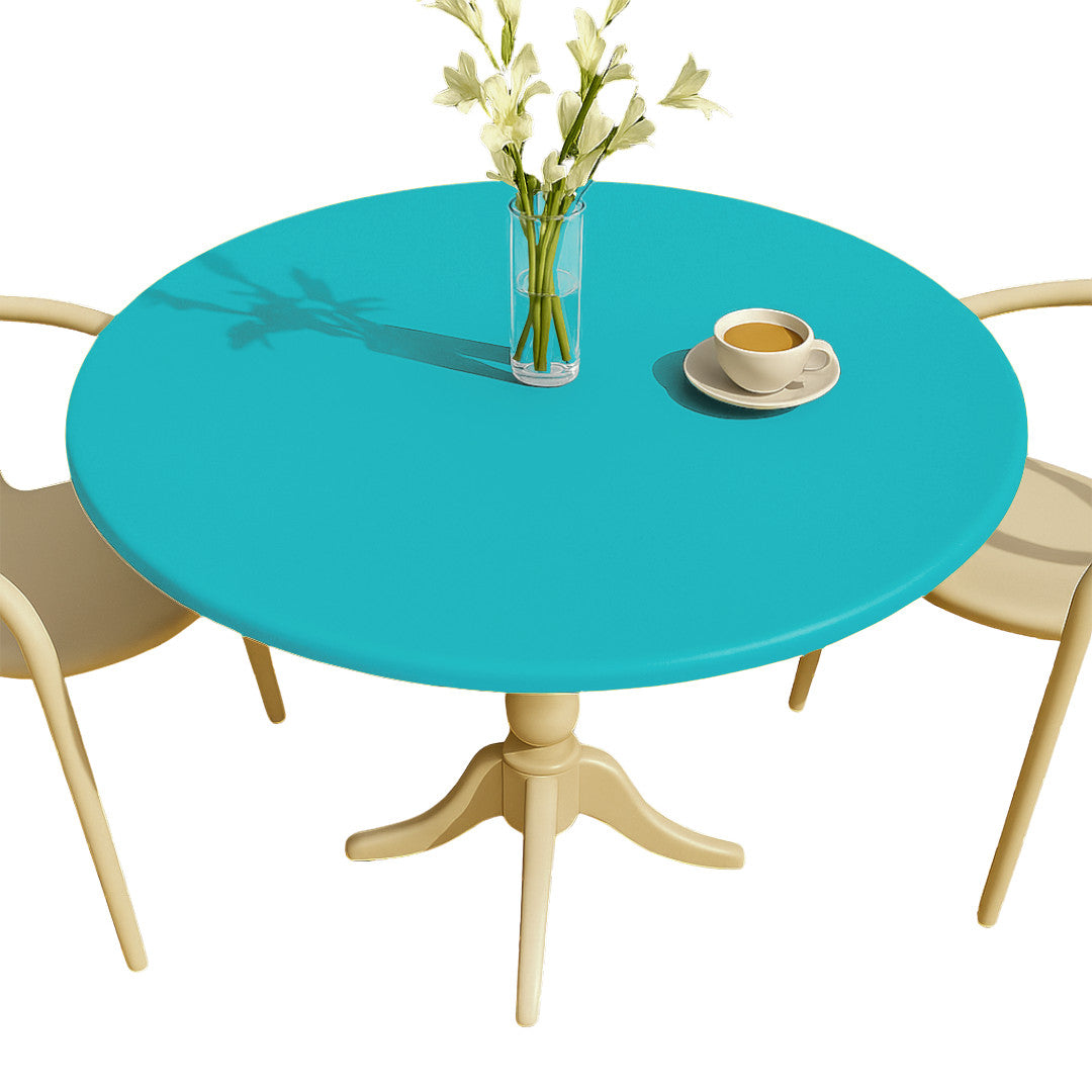 Nordfavn Uni Atoll Blå - Enfärgad rund vaxduk med resår