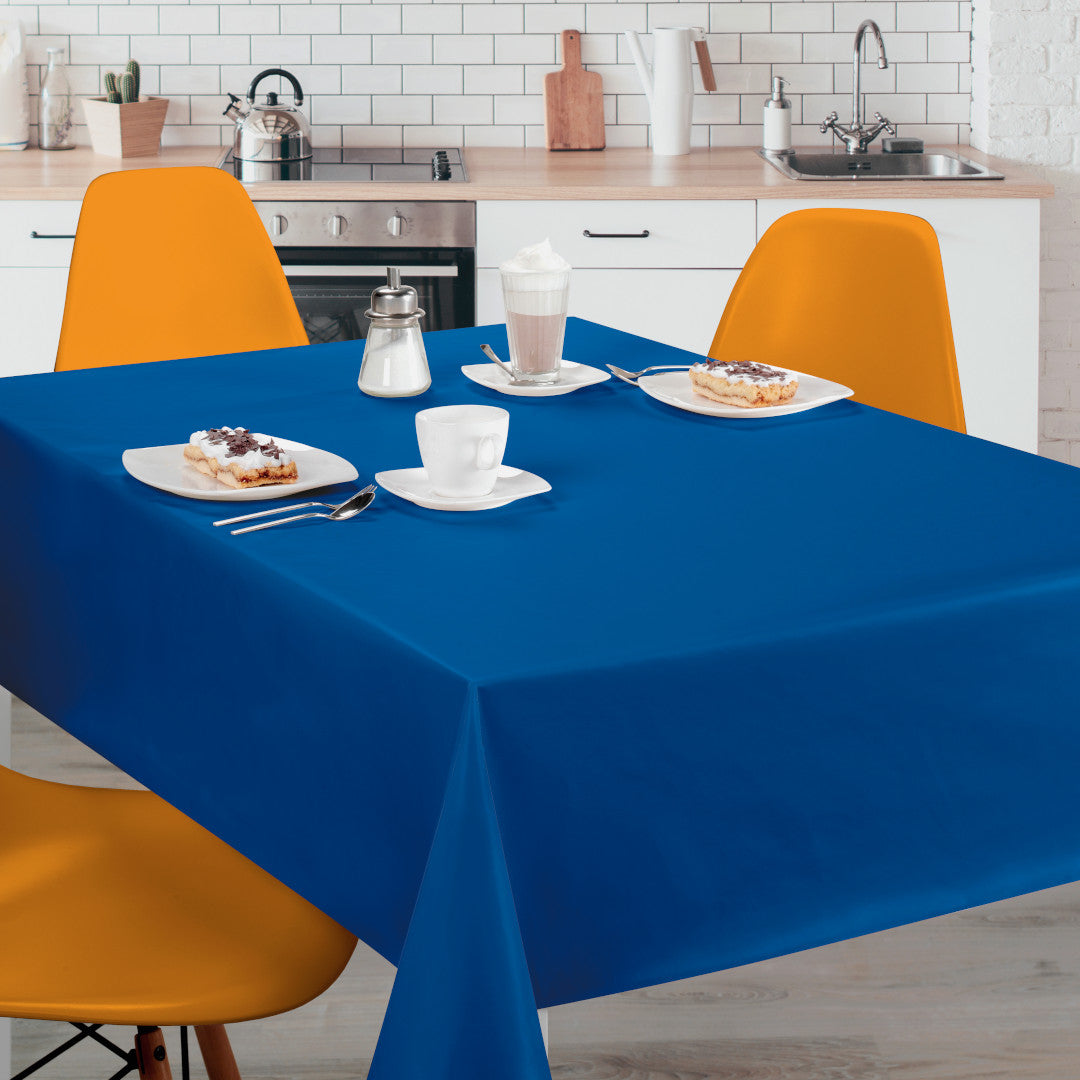 Nordfavn Uni Hav Blå - Enfärgad halvblank vaxduk, miljö