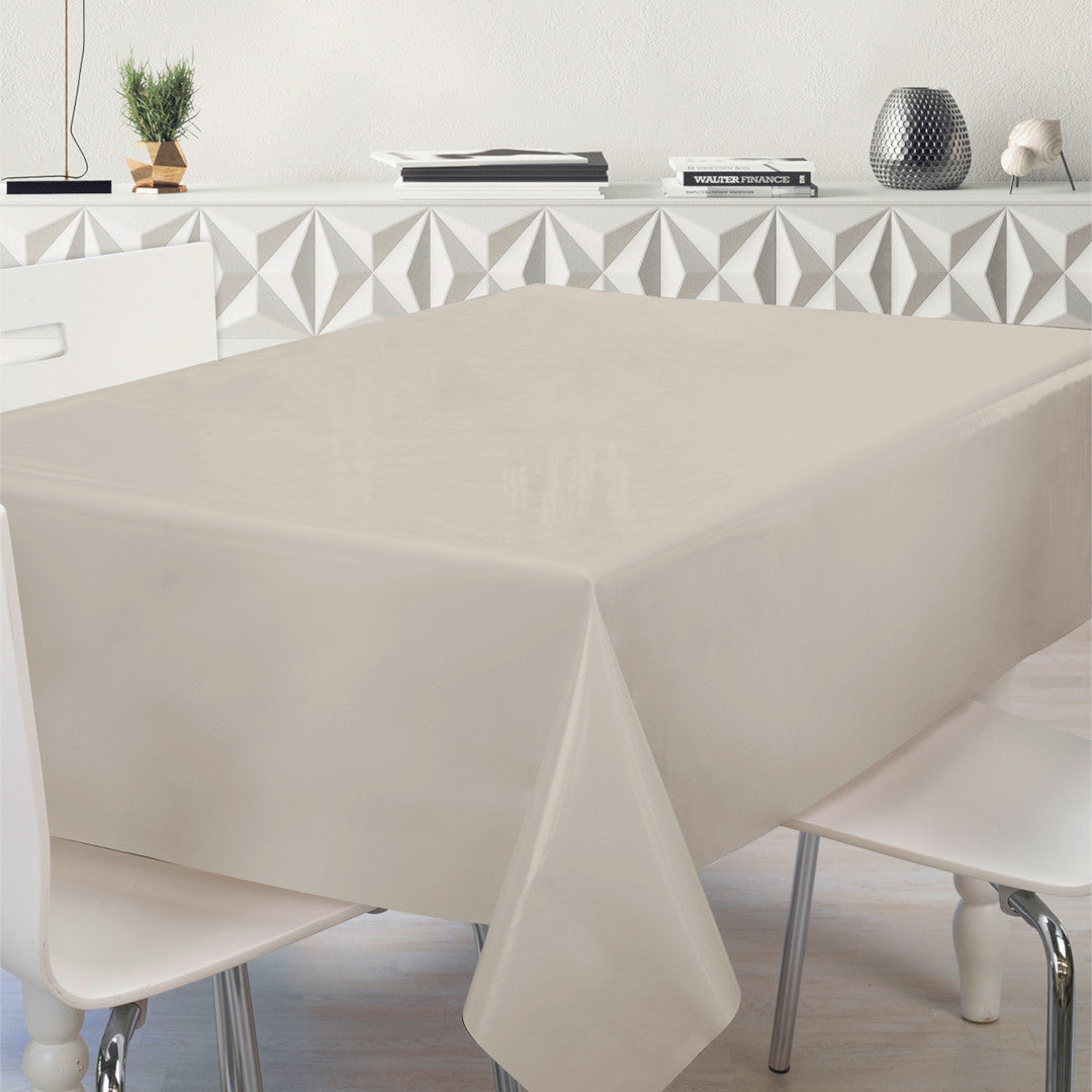 Nordfavn Uni Aske Beige - Enfärgad halvblank vaxduk, miljö