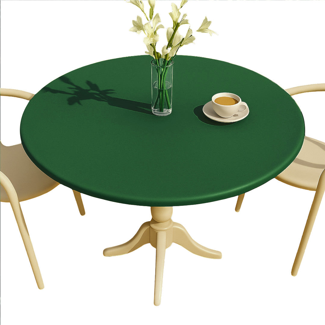 Nordfavn Uni Mörkgrön - Enfärgad rund vaxduk med resår