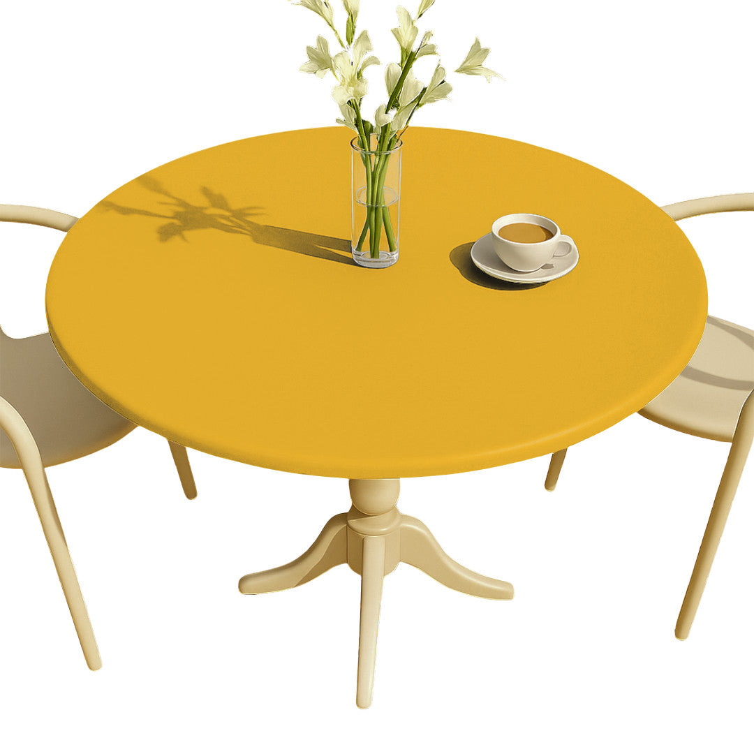 Nordfavn Uni Varm Gul - Enfärgad halvblank rund vaxduk med resår