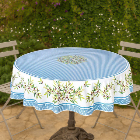 Nyons Blå - Rund akrylbelagd provenceduk Ø 180, miljö