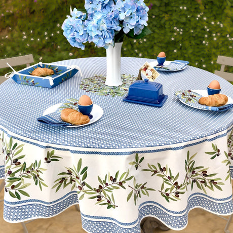 Nyons Blå - Rund provenceduk Ø 180, dukning