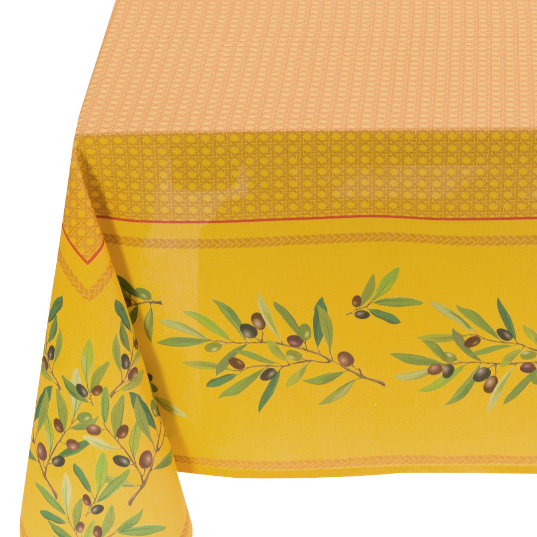 Nyons Gul - Rektangulär akrylbelagd provenceduk 150 x 250, närbild